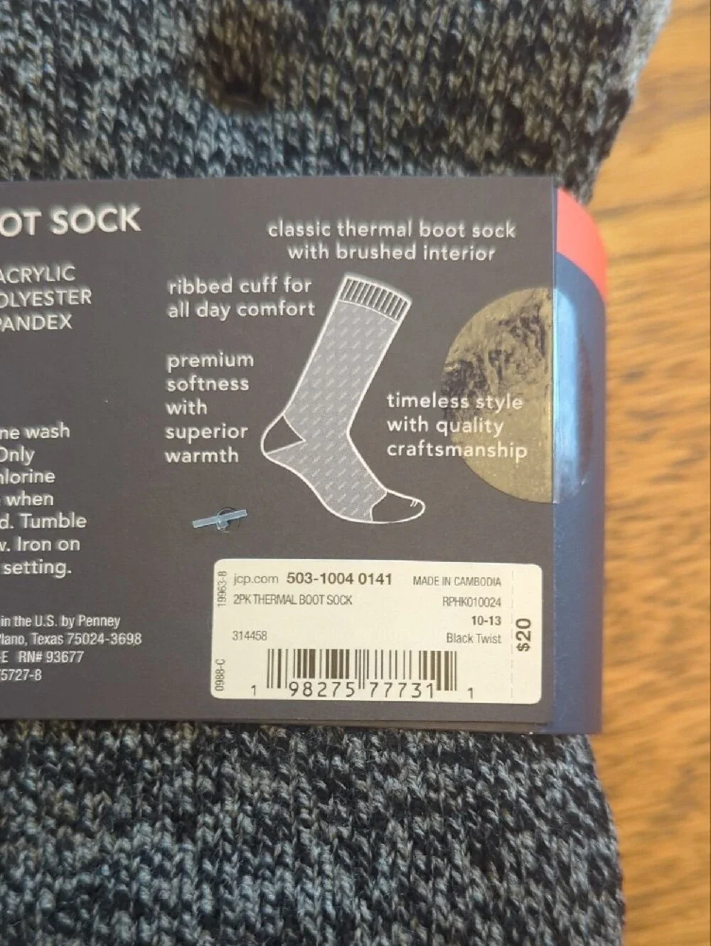St. John's Bay Gray and Red Cold Weather Thermal Socks - 2 Pack
